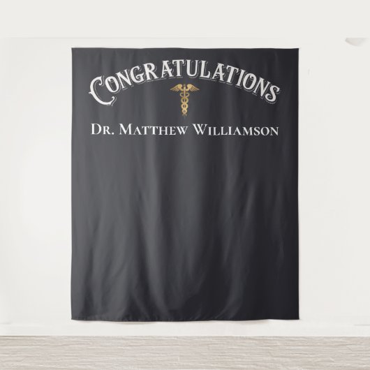 おめでとう エレガントドクター 医学卒業 タペストリー (正面)