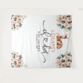 おめでとう オーディア ベイビー シャワーピンク フラワーバックドロップ タペストリー (正面(横))