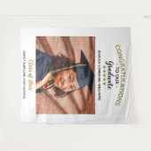 おめでとう!カスタムフォト卒業生 卒業 タペストリー (正面(横))