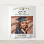 おめでとう!カスタムフォト卒業生 卒業 タペストリー (正面)