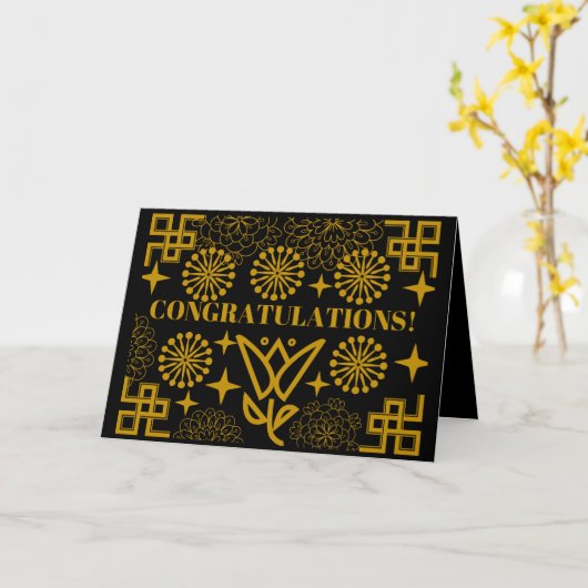 おめでとう カード (黄色い花)