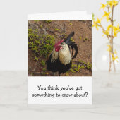 おめでとう。カード・オンドリ・カラスの音 カード (黄色い花)