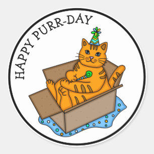 おめでとう キャットプン誕生日 ラウンドシール