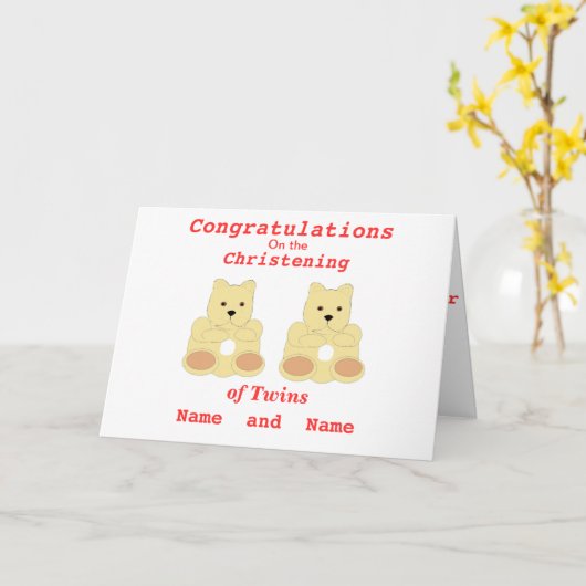 おめでとう《キリスト教》洗礼式や命名式Twinsが名前を追加 カード (黄色い花)