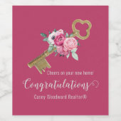 おめでとう クライアント 新しい家 | スタイリッシュな赤 ワインラベル (シングルラベル)