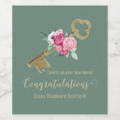 おめでとう クライアント 新しい家 | トレンディーなグリーン ワインラベル (シングルラベル)