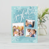 おめでとう,クリスマス数々の3枚の写真のコラージュ シーズンカード (スタンド正面)