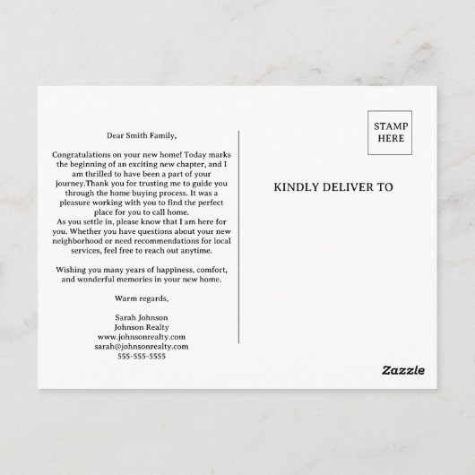 おめでとう！クロージングの日新しい家の不動産 ポストカード (裏面)