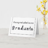 おめでとう グラデュエート ブラック ファブリック フォント カード (黄色い花)