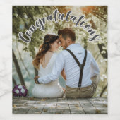 おめでとう グレー オーバーレイ テキスト ワインボトルラベル ワインラベル (シングルラベル)