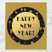 おめでとう！ゴールドフォイルラベル、金ゴールド眼鏡 ワインラベル (シングルラベル)