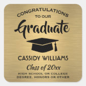 おめでとう ゴールド箔調 卒業 スクエアシール (正面)