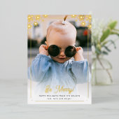 おめでとう ゴールド スノーフレーク 縦写真 箔シーズンカード (立ち正面)