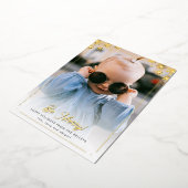 おめでとう ゴールド スノーフレーク 縦写真 箔シーズンカード (回転した状態)