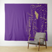 おめでとう ゴールド パープル 卒業式 背景 タペストリー (インサイチュ(横))