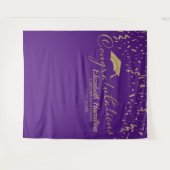 おめでとう ゴールド パープル 卒業式 背景 タペストリー (正面(横))