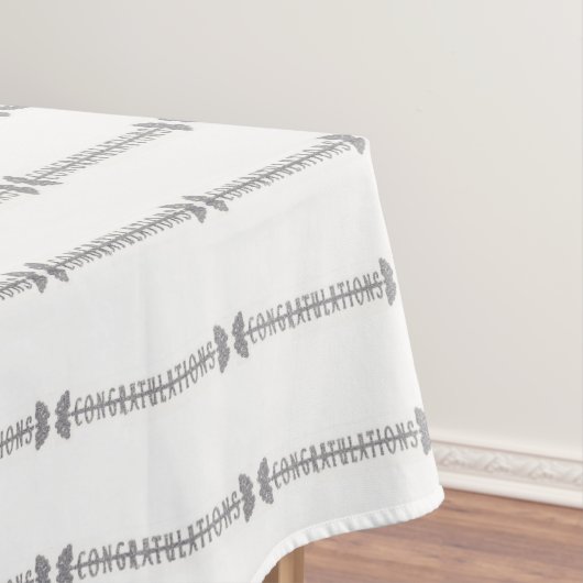 おめでとう シルバー ホワイト ブライダル シャワー ウェディング テーブルクロス (インサイチュ)