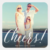 おめでとう シンプル スクリプト カリグラフィー 新年の写真 スクエアシール (正面)