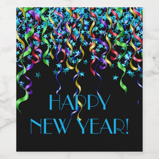 おめでとう！スター、リボンストリーマー ワインラベル (シングルラベル)