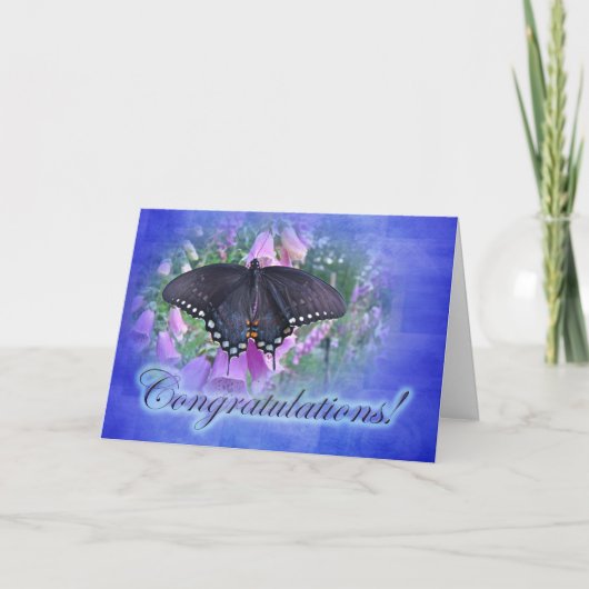 おめでとう – スパイスブッシュアゲハチョウバタフライ カード (正面)