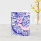 おめでとう　ニューベイビー・ママ　ダマスク　インド　マンダラ カード (黄色い花)