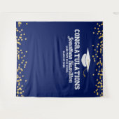 おめでとう ネイビーブルー ゴールド 卒業パーティー 背景 タペストリー (正面(横))