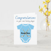 おめでとう！ハッケー好きな赤ちゃん男の子への特別なギフト カード (黄色い花)