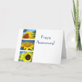 おめでとう！ ハッピーアニバーサリー！ 黄色いひまわり グリーティングカード (正面)