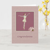 おめでとう，パフォーマンス，バレリーナ・オン・ポイント カード (黄色い花)