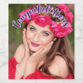 おめでとう パープル オーバーレイ テキスト ワインレベル ワインラベル (シングルラベル)