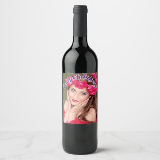 おめでとう パープル オーバーレイ テキスト ワインレベル ワインラベル (正面)