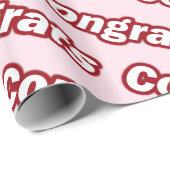 おめでとう（ピンクの背景） ラッピングペーパー (ロールコーナー)