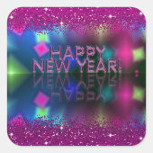 おめでとう！ |ピンクフェイクグリッター スクエアシール (正面)