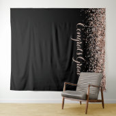 おめでとう ピンク ブラック グリッター スパークル 卒業 タペストリー (インサイチュ(横))