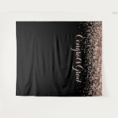 おめでとう ピンク ブラック グリッター 卒業式 タペストリー (正面(横))