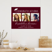 おめでとう フォト バーガンディー 卒業式 ポスター (キッチン)