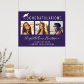 おめでとう フォト パープル 卒業パーティー ポスター (キッチン)