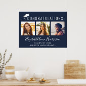 おめでとう フォト ブルー 卒業 ポスター (キッチン)