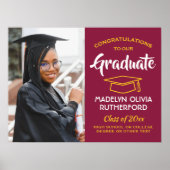 おめでとう フォト マルーン 赤 金 黄色 卒業 ポスター (正面)