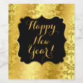 おめでとう！ブラックフェイクの金箔 ワインラベル (シングルラベル)