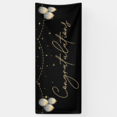 おめでとう ブラック ゴールド エレガント 横断幕 (縦)