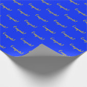 おめでとう!ブルーイエローエレガントイベントラッピング紙 ラッピングペーパー (角)