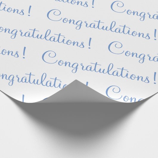 おめでとう ブルー スクリプト ウェディング ベイビー シャワー ラッピングペーパー (角)