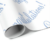 おめでとう ブルー スクリプト ウェディング ベイビー シャワー ラッピングペーパー (ロールコーナー)