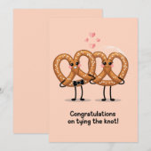 おめでとう　プレッツェル面白い結婚 招待状 (正面/裏面)