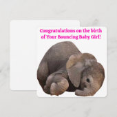 おめでとう　ベイビーガール　誕生カード 招待状 (正面/裏面)