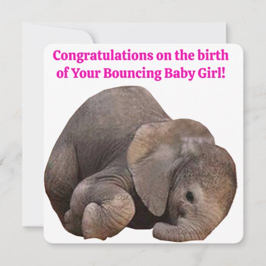 おめでとう　ベイビーガール　誕生カード 招待状 (正面)