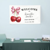 おめでとう!ベビーシャワーバナー チェリーオントップ 横断幕 (トレードショー)