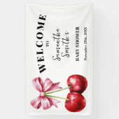 おめでとう!ベビーシャワーバナー チェリーオントップ 横断幕 (縦)