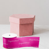 おめでとう ホットピンク 白 サテンリボン